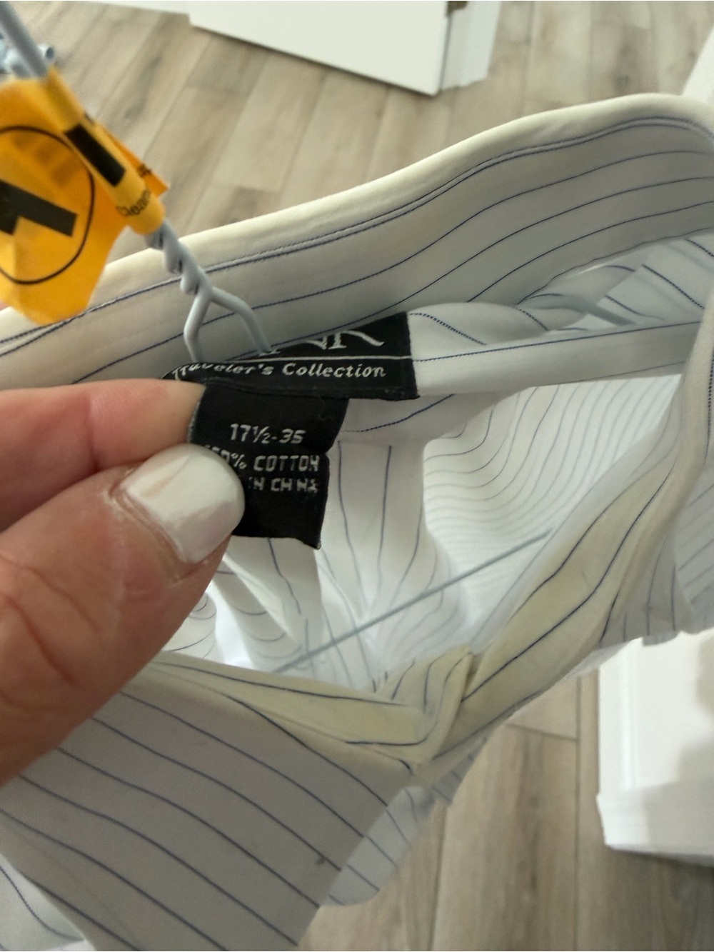 Jos. A. Bank White Dress Shirt with Thin Blue Pinstripes new